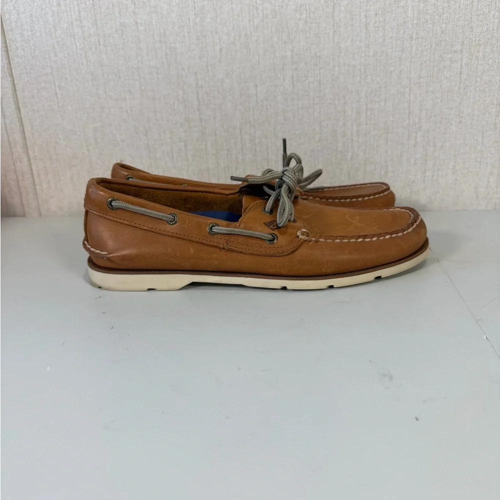 Sperry Top Sider STS12002 Brown Leather Boat‎ Shoes Lace Up Men's Size 9.5M